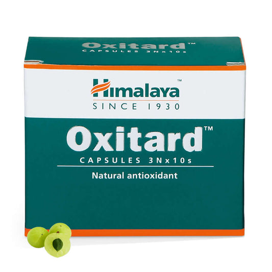 OXITARD natural antioxidant capsules from Himalaya, promoting health and reducing oxidative stress.